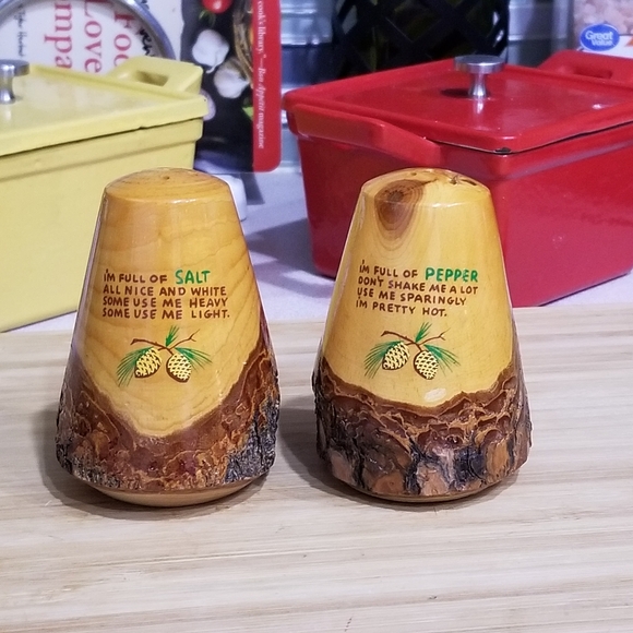 Bark Wood Pinecone Souvenir Big Basin, Cali. Salt and Pepper Shakers - Picture 9 of 9
